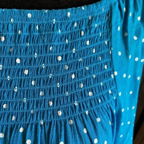 Counterparts turquoise with white polka dots blouse Size L - Picture 2 of 6